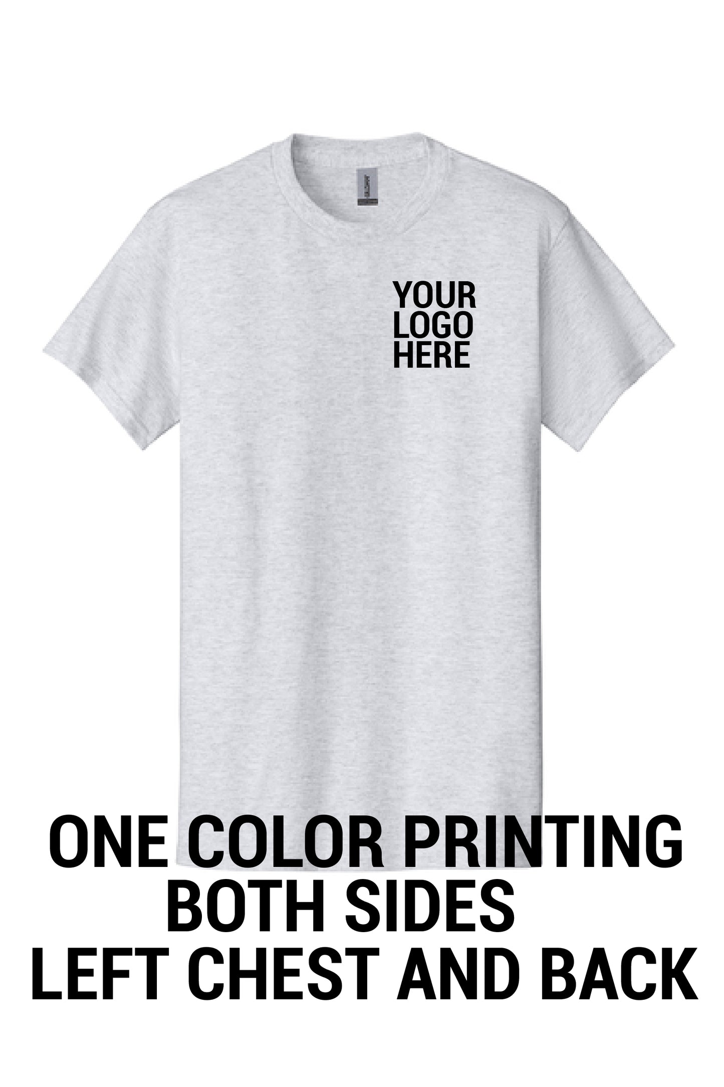 5000 Gildan® - Heavy Cotton™ 100% Cotton T-Shirt Long Sleeve "Light color garment black ink" "One color printing" "Left chest and Back" 12 minimum pieces