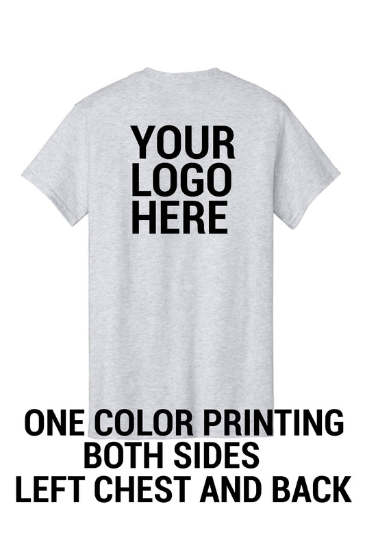 5000 Gildan® - Heavy Cotton™ 100% Cotton T-Shirt Long Sleeve "Light color garment black ink" "One color printing" "Left chest and Back" 12 minimum pieces