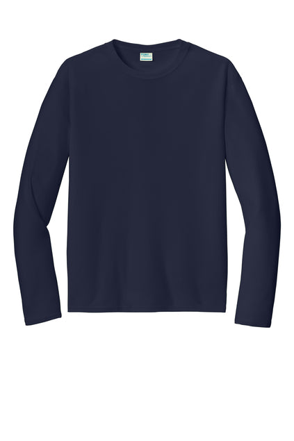 Long Sleeve 100% Polyester PC380LS Port & Company® Performance Tee "Dark color garment white ink" "One color printing" "Left chest and Back" 12 minimum pieces