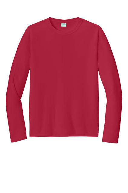 Long Sleeve 100% Polyester PC380LS Port & Company® Performance Tee "Dark color garment white ink" "One color printing" "Left chest and Back" 12 minimum pieces
