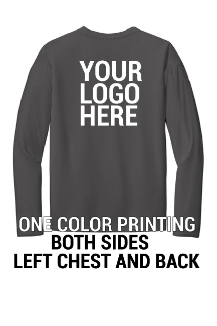 Long Sleeve 100% Polyester PC380LS Port & Company® Performance Tee "Dark color garment white ink" "One color printing" "Left chest and Back" 12 minimum pieces