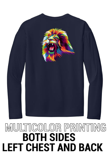 Long Sleeve 100% Polyester PC380LS, Sportek Performance Tee "Multicolor printing left chest and back"
