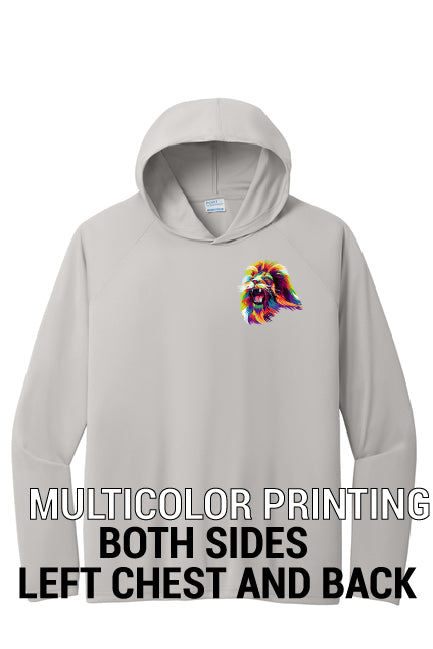 Hoodie 100% polyester Long sleeve PC380H-Sportek-A4 Performance Pullover Hooded Tee "Multicolor ink Left Chest and Back"