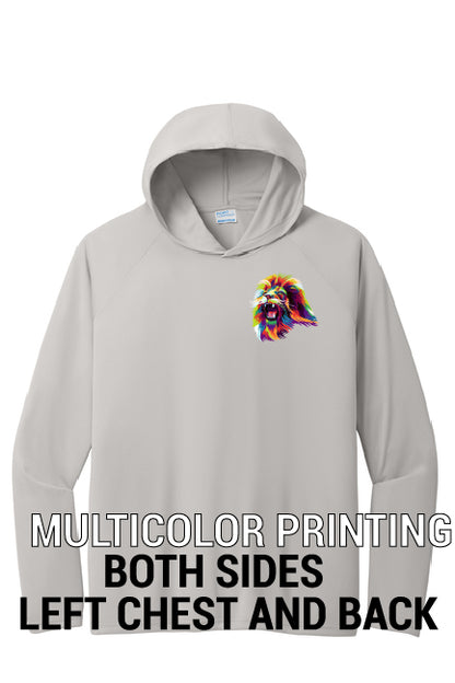 Hoodie 100% polyester Long sleeve PC380H-Sportek-A4 Performance Pullover Hooded Tee "Multicolor ink Left Chest and Back"